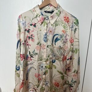 Zara Floral Print Satin Shirt